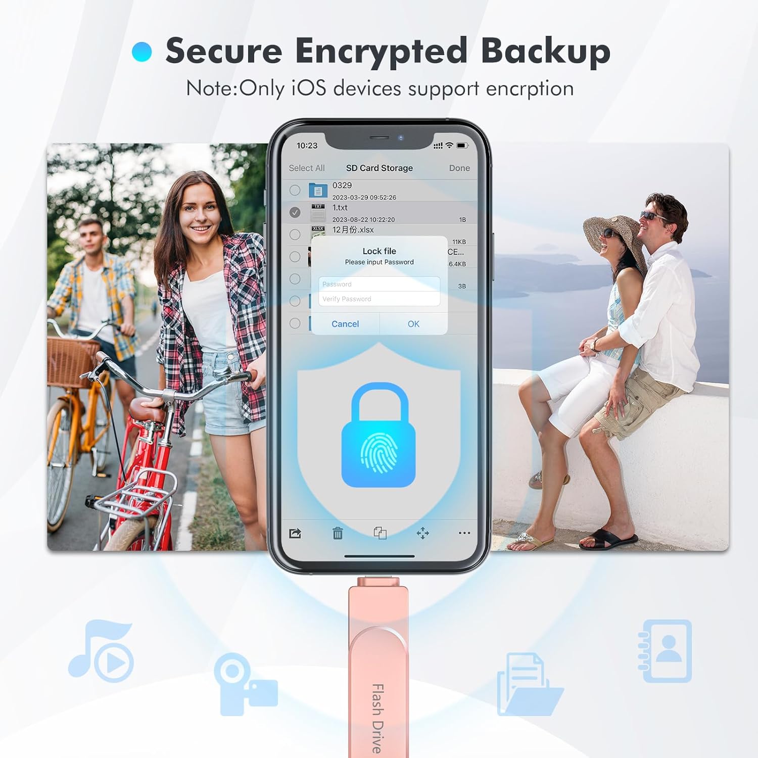 Apple MFi Certified 512GB Photo Stick, Flash Drive for iPhone Memory Stick for Photo/Video Backup Stick, High-Speed USB Stick iPhone Storage Drive Compatible for iPhone/iPad/Android/PC (Pink)